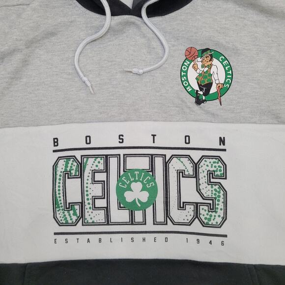 Boston Celtics Hoodie Medium 21x26 Colorblock Baggy Cropped - Picture 12 of 13